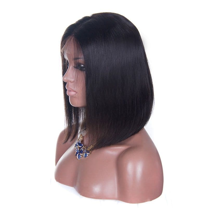 Short Straight Human Hair 13x4 Lace Front Bob Wigs 03