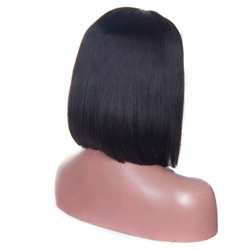 Short Straight Human Hair 13x4 Lace Front Bob Wigs 04