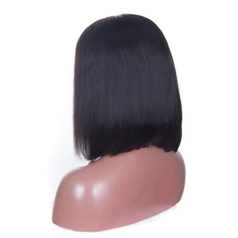 Short Straight Human Hair 13x4 Lace Front Bob Wigs 05