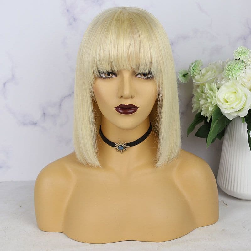 Olivia #613 Blonde Bob With Bang 13 x 6 Lace Front Wig Brazilian Human Hair 02