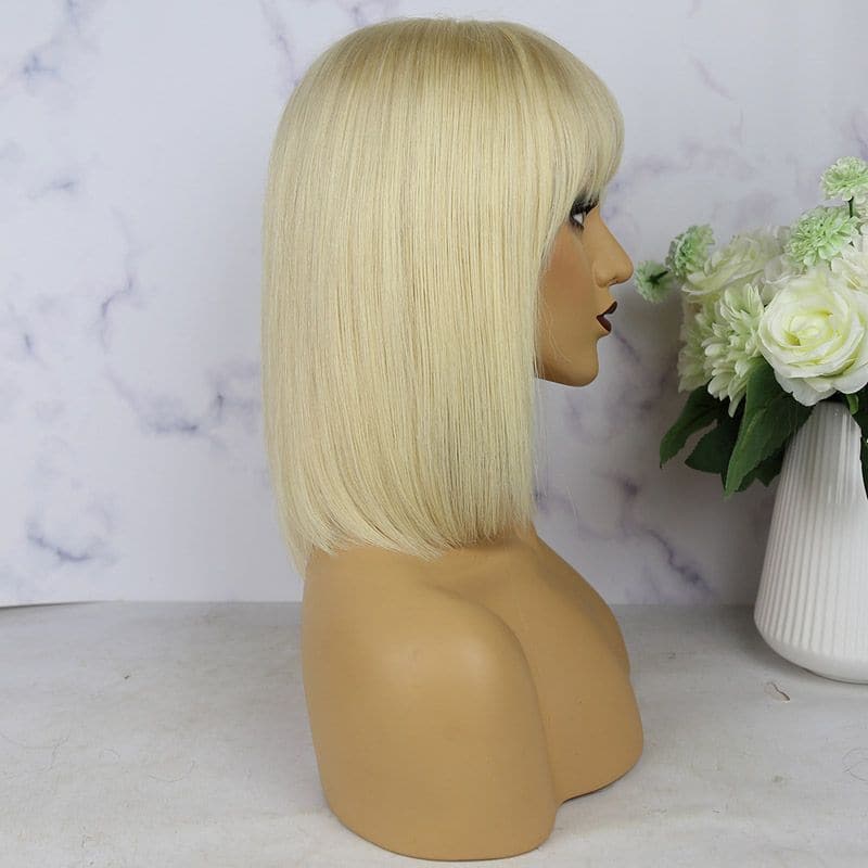 Olivia #613 Blonde Bob With Bang 13 x 6 Lace Front Wig Brazilian Human Hair 05