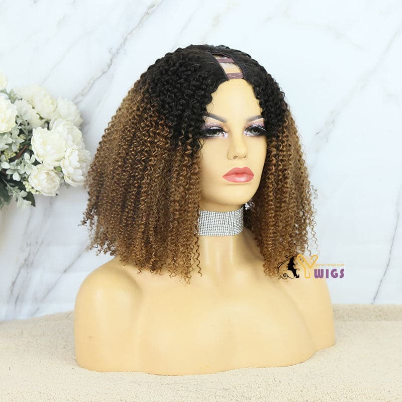 ombre brown afro kinky curly u part wig