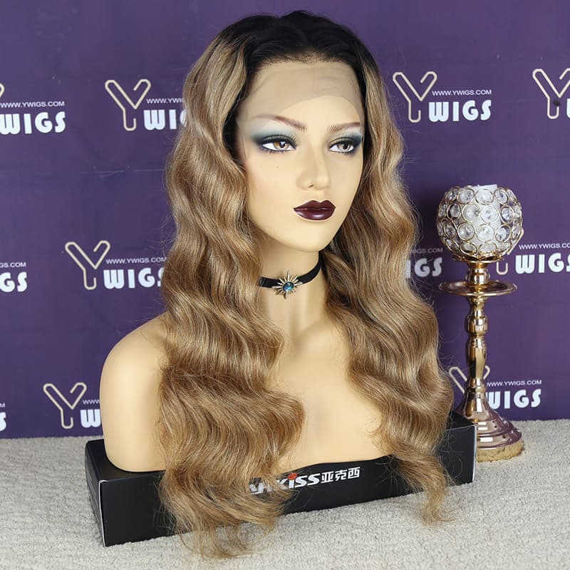 ombre honey blonde body wave 13x4 lace front wig AFB04-1B27 product photo 2