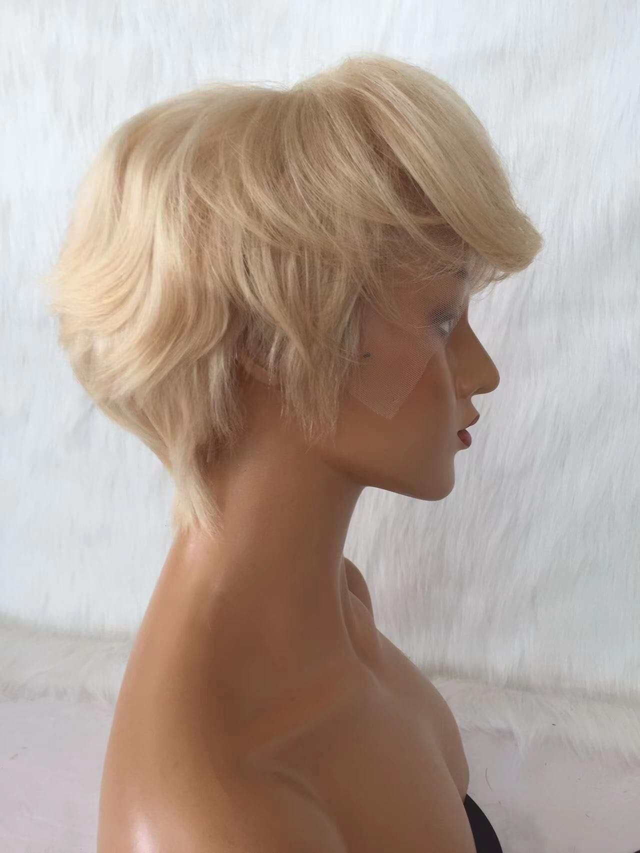 blonde short lace front wig natural wave pixie cut 04