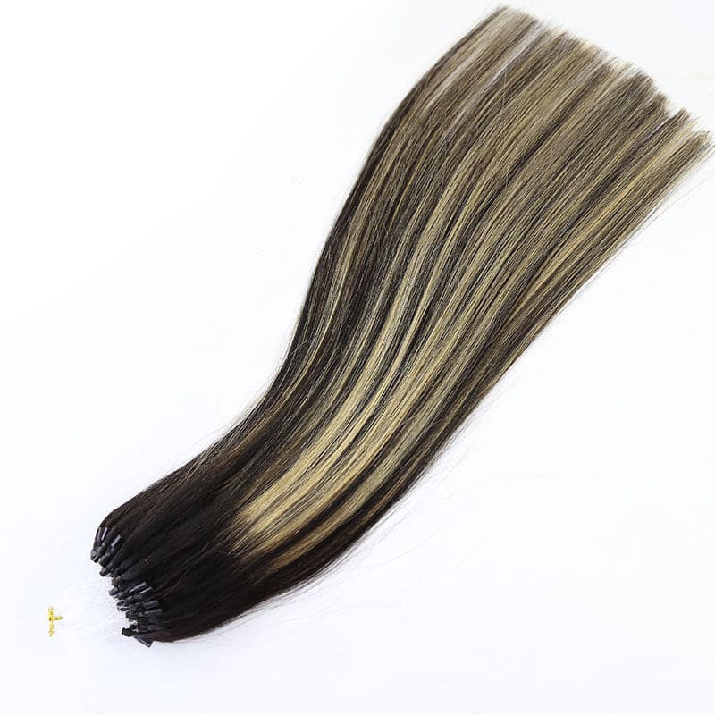 Mixed Light Blonde Silky Straight Micro Loop Hair Extensions