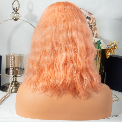 Rose Gold/Peach Body Wave 13x6 Lace Front Wig 04