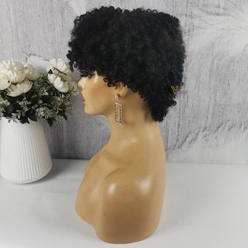 ann short curly wig with bang left side