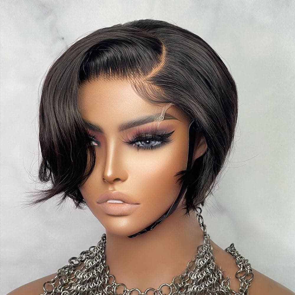 short straight 5x5 pixie lace closure wig