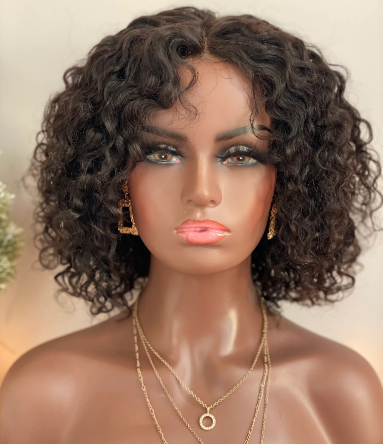 erica short curly 13x4 lace front bob wig