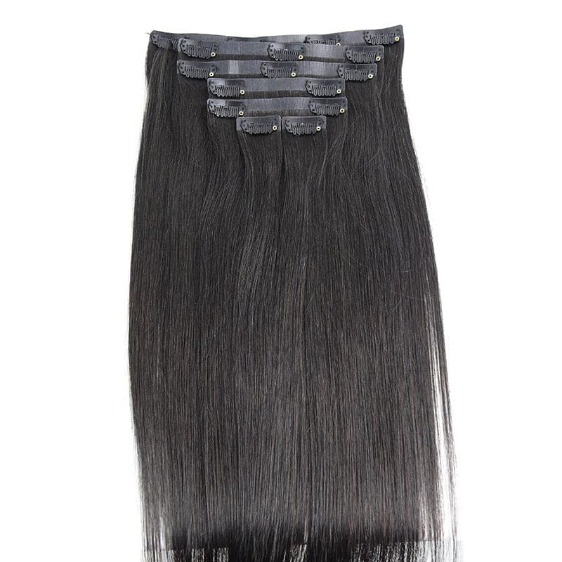 seamless pu weft clip in hair extensions straight