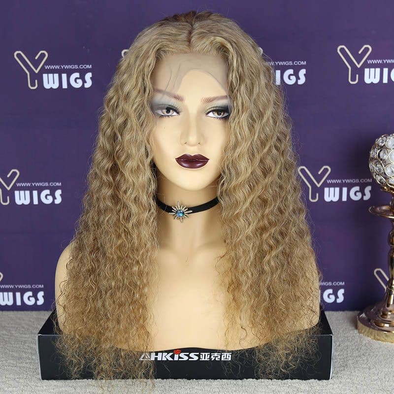 #27 Honey Blonde Deep Wave Human Hair Silk Base 13x4 Lace Front Wig 05