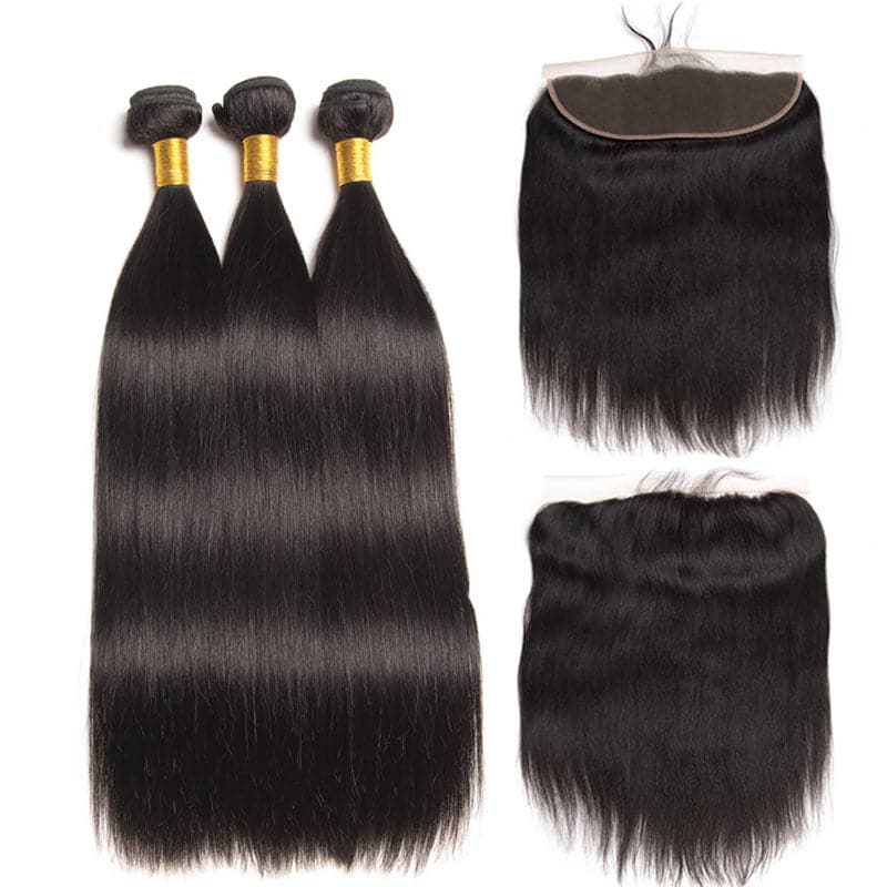 Straight Brazilian Hair Bundles HD Lace 13x4 Lace Frontal PLB01