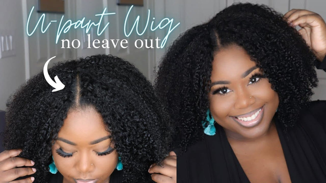 multi-texture kinky curly natural u part human hair wig