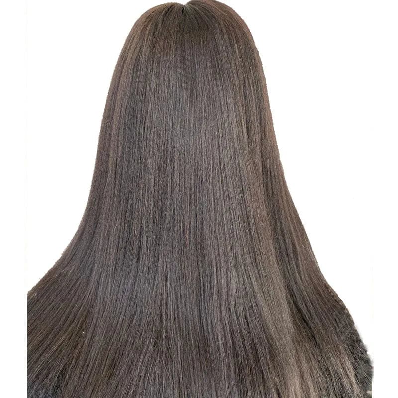 Virgin human hair straight wig with lace closure piece