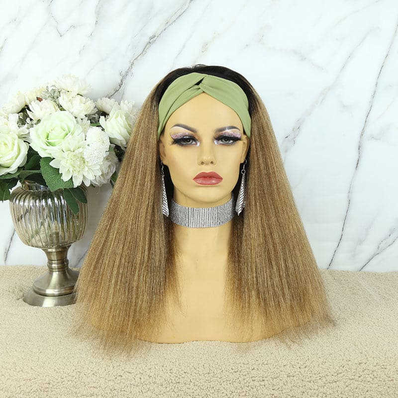 karen blonde yaki straight headband wig human hair 1