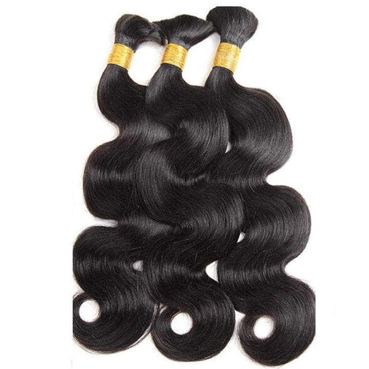 Ywigs body wave bulk human braiding hair front view showing full density and defined wave texture